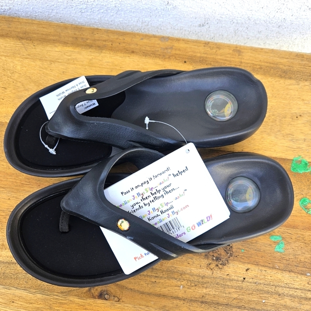 Hawaiian Jellys Ultra Comfort O'o Black Lava Unisex Sandals Women's Siz… - Picture 12 of 16